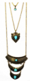 Maxi Colar Luxo Ouro Envelhecido e Pedra